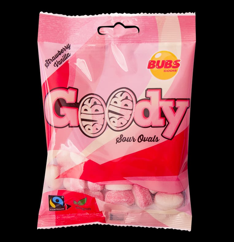 Bubs Goody Sour Ovals Strawberry Vanilla 90g