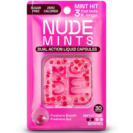 Nude Mints Dual Action Liquid Capsules Berries
