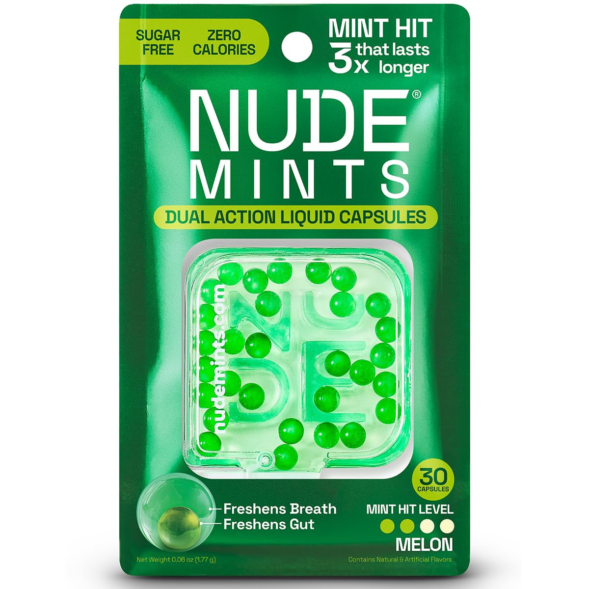 Nude Mints Dual Action Liquid Capsules Melon
